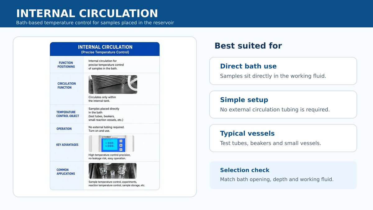 DLSB internal circulation mode for samples placed directly in the stainless steel bath